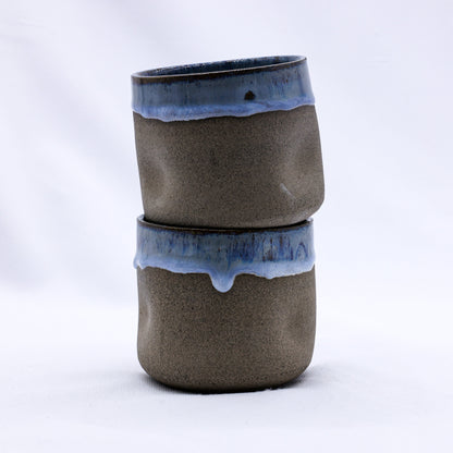 Blunero Goccio Handmade Ceramic Smoked Grey Stoneware Short Cup